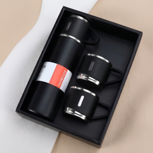 Vacuum Insulated Flask & 3 Cup Gift Set