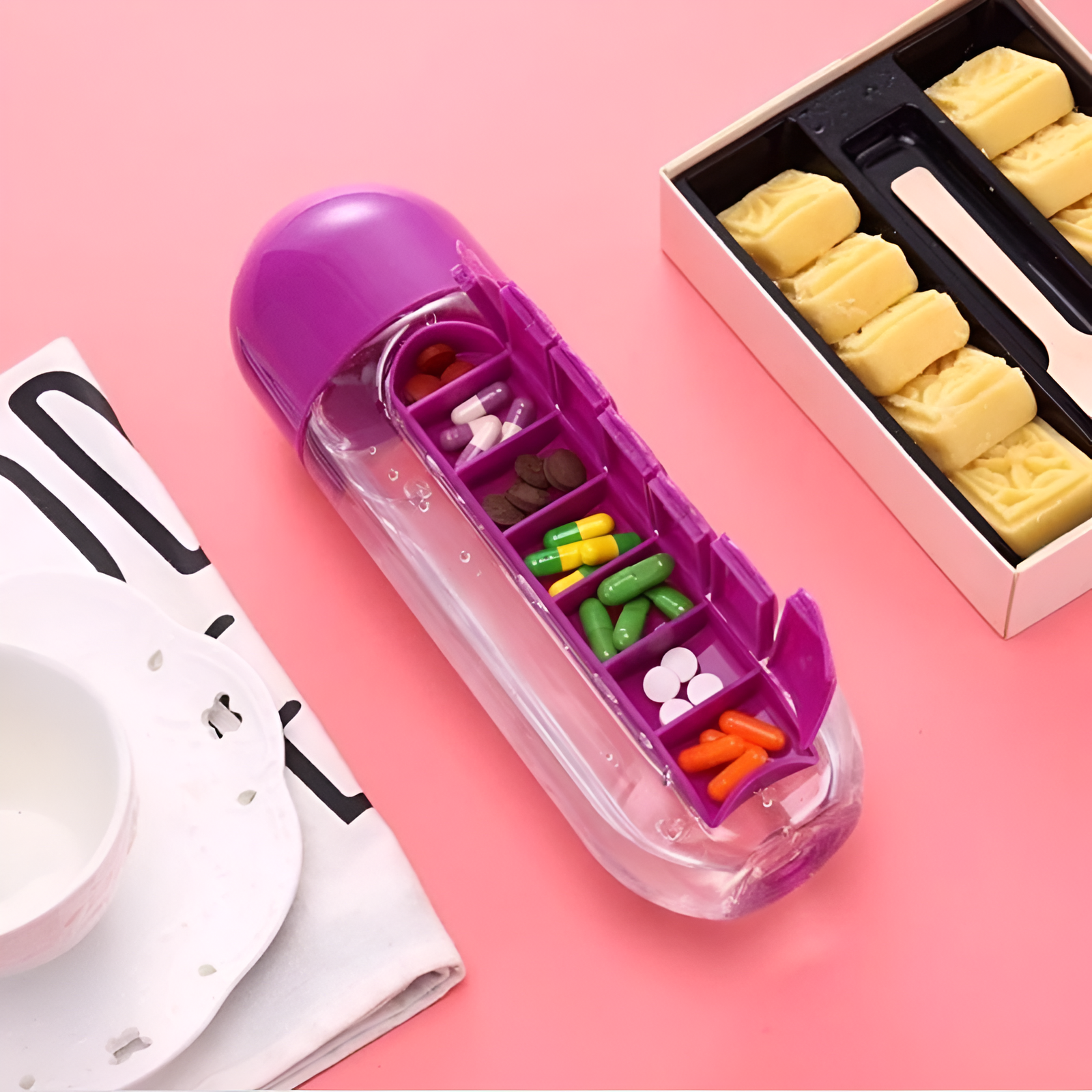 Pill Organizer Water Bottle